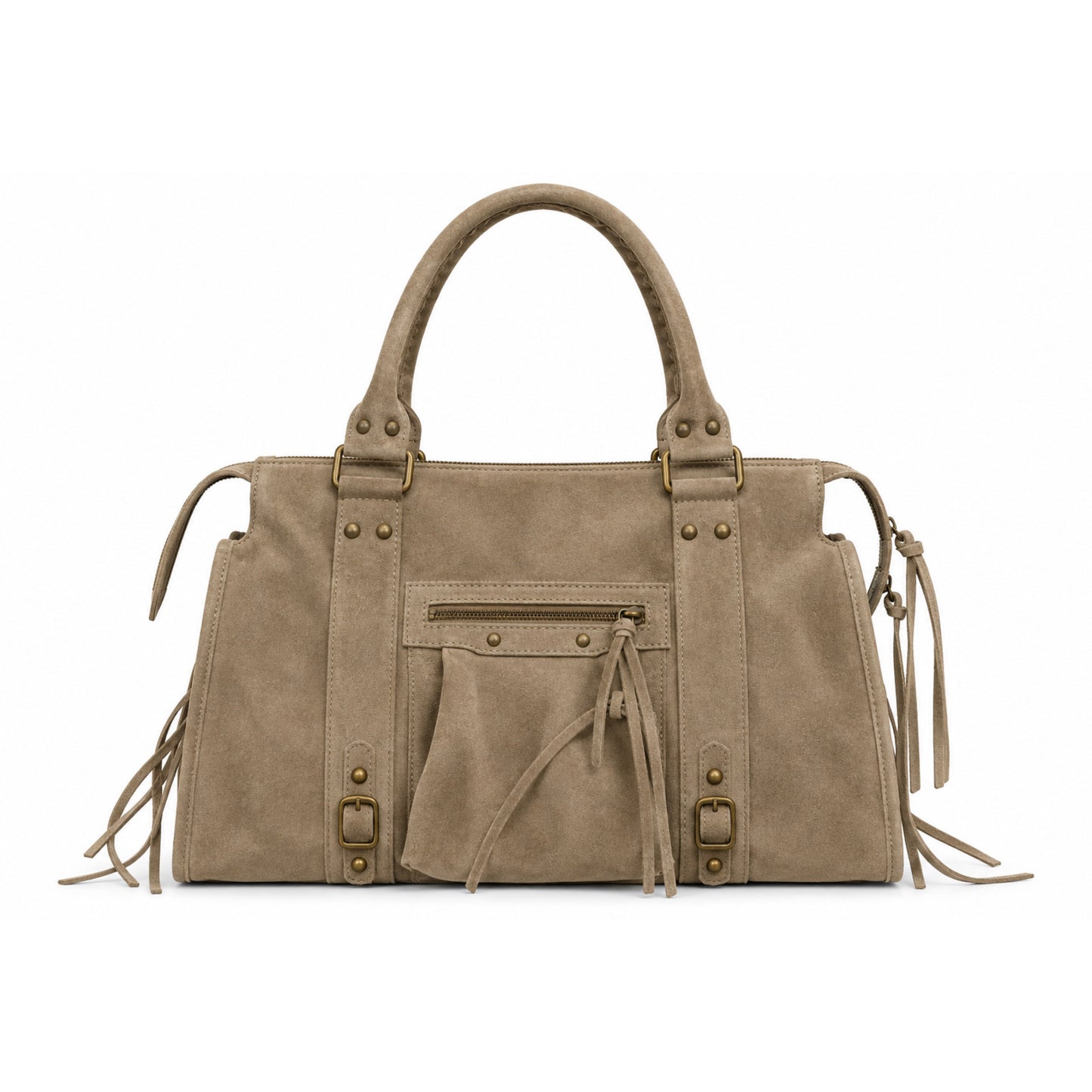 Sac city L - taupe clair en daim