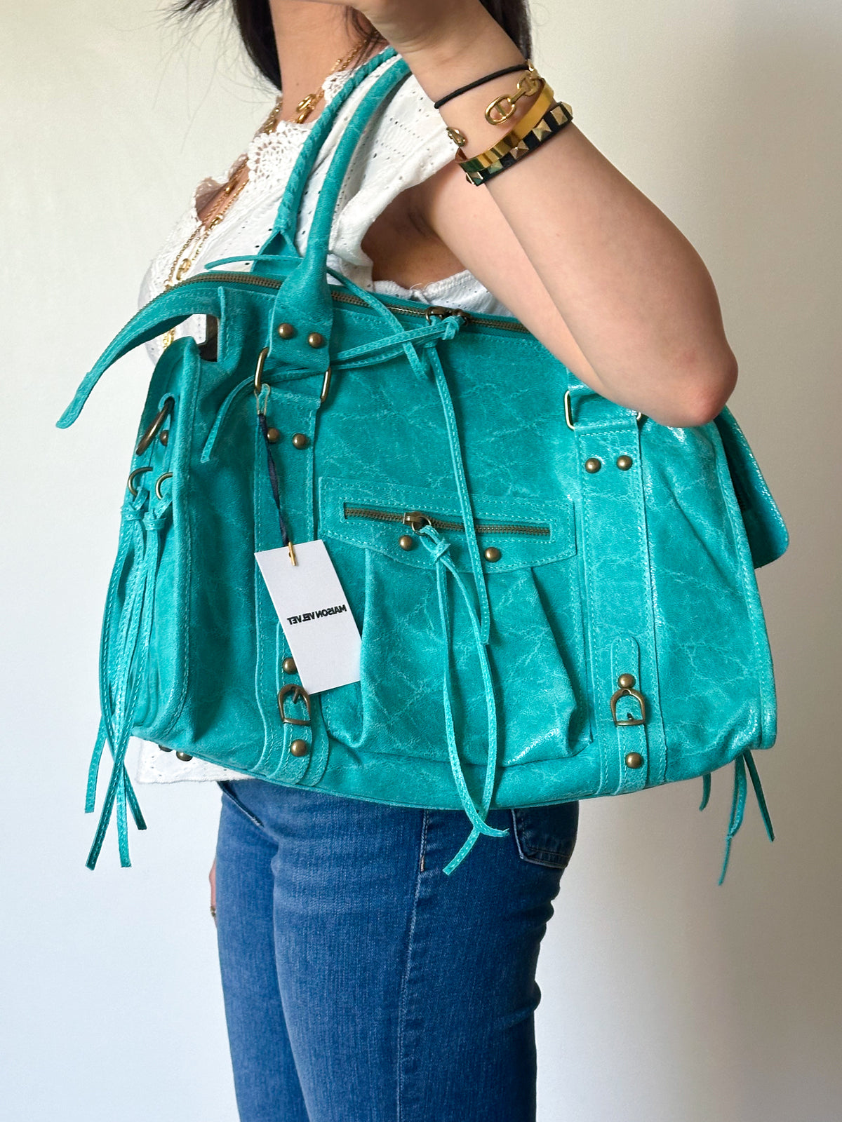 Édition limitée: Sac city L glossy - Turquoise
