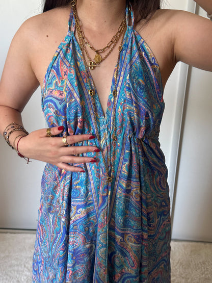 Robe bohème - bleu/ rose
