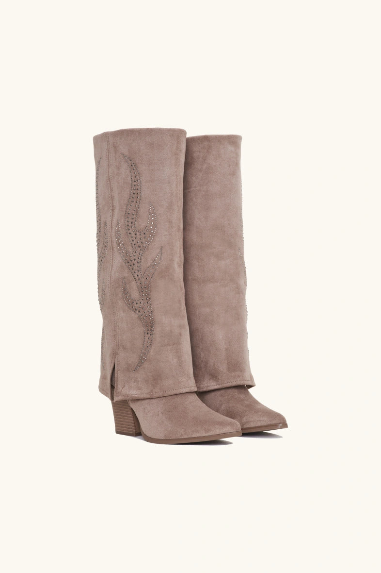 Suede gaiter boot