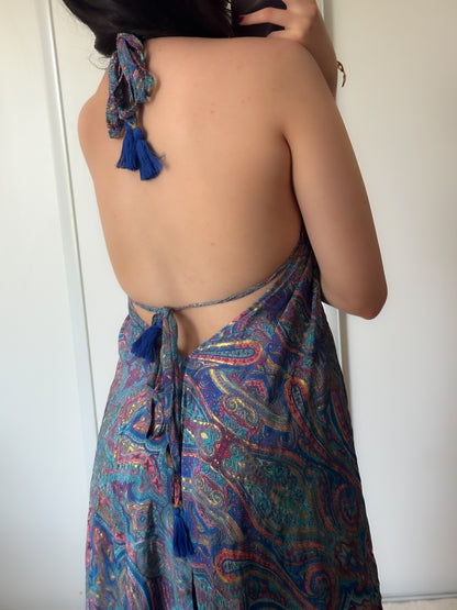 Bohemian dress - Navy/pink
