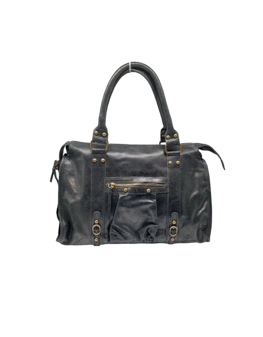 Brushed leather city bag - large
