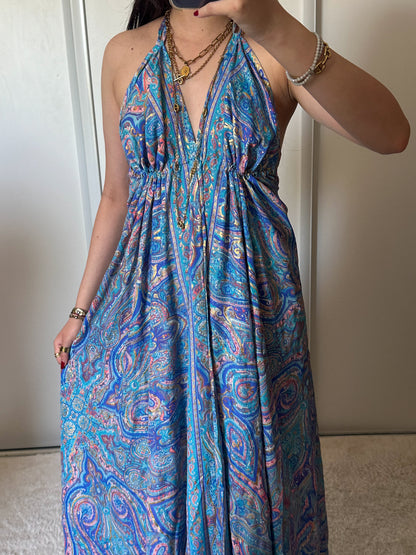 Robe bohème - bleu/ rose