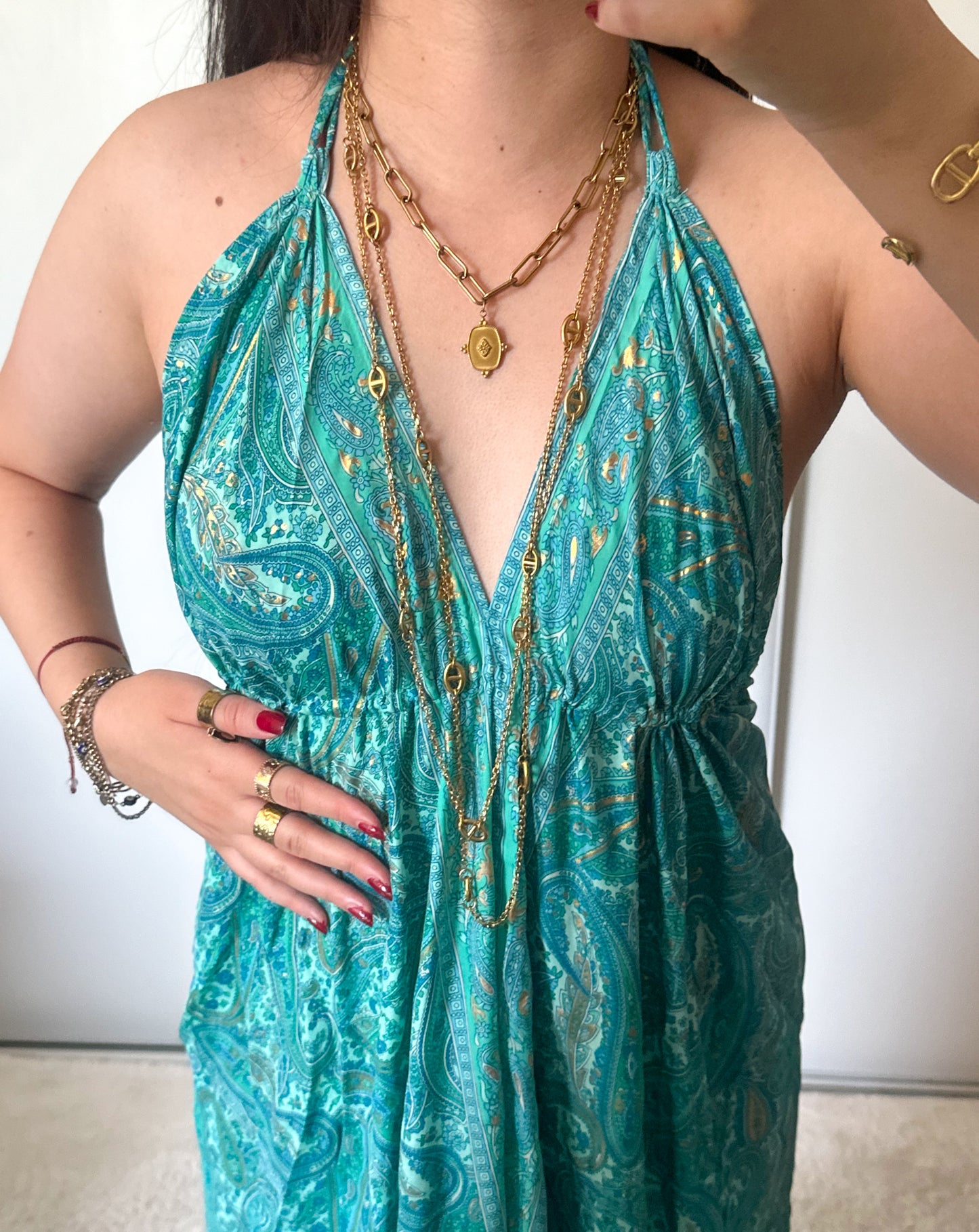 Boheemse jurk - turquoise