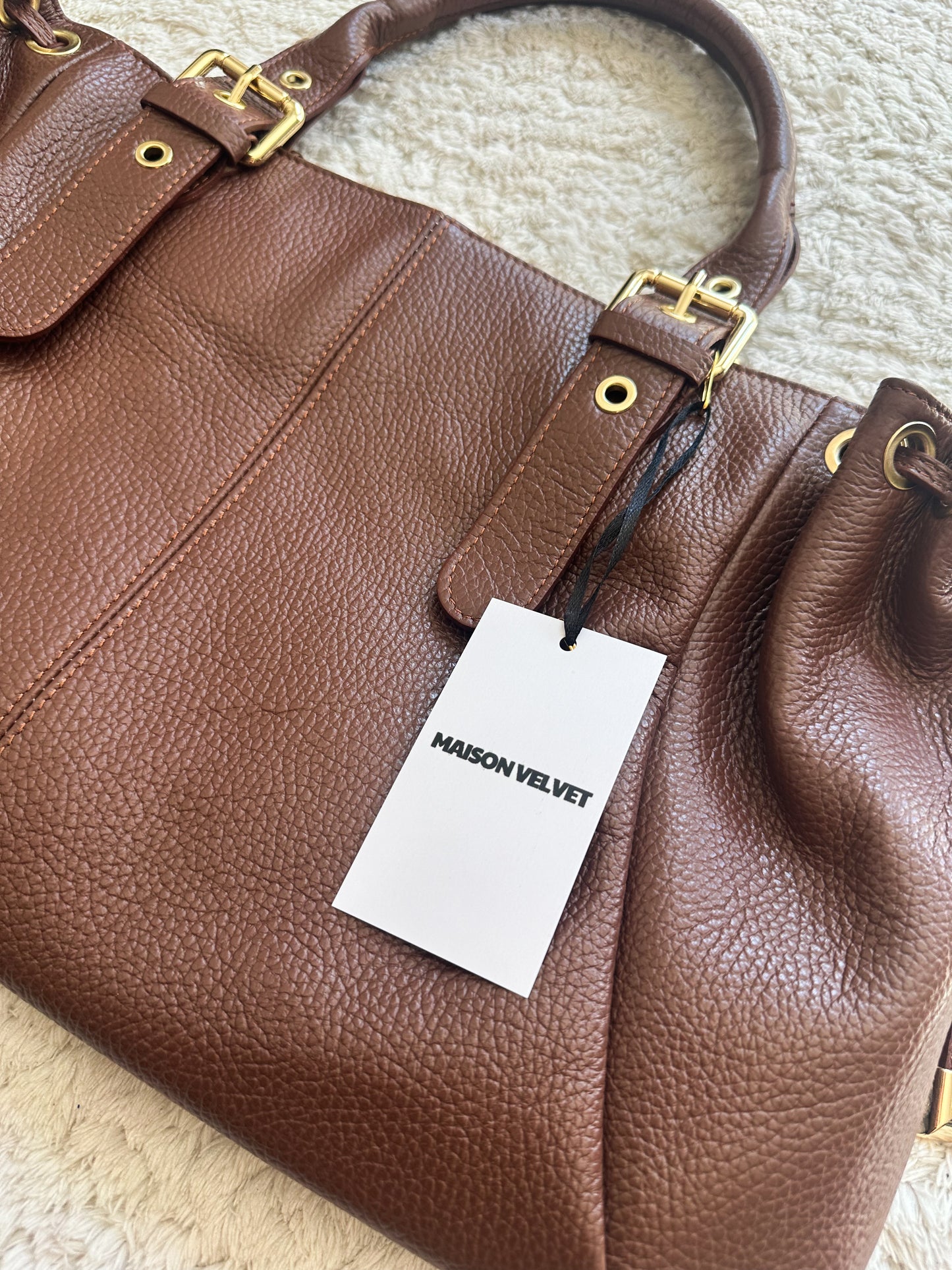 Stockholm Bag L - Grained brown leather