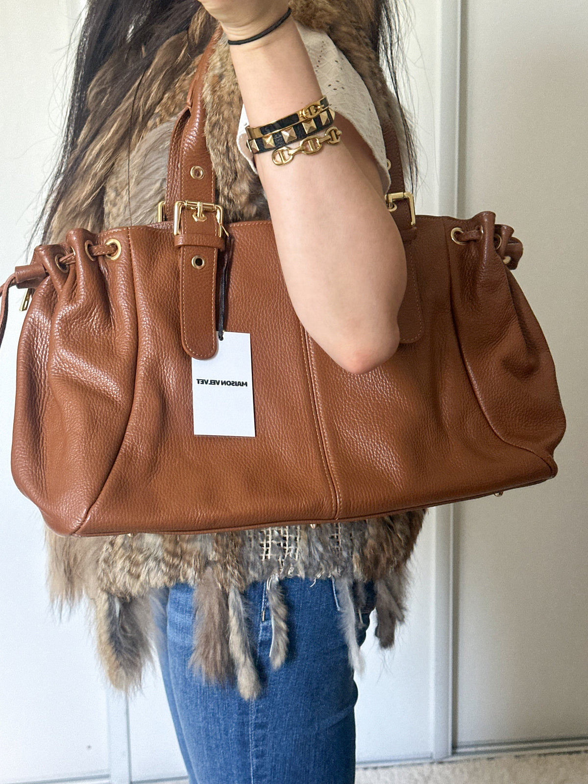 Stockholm Bag L - Camel Grained Leather
