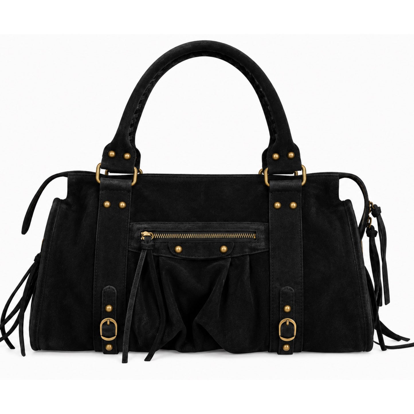 Tas L - Zwart suède leer