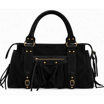 Tas L - Zwart suède leer