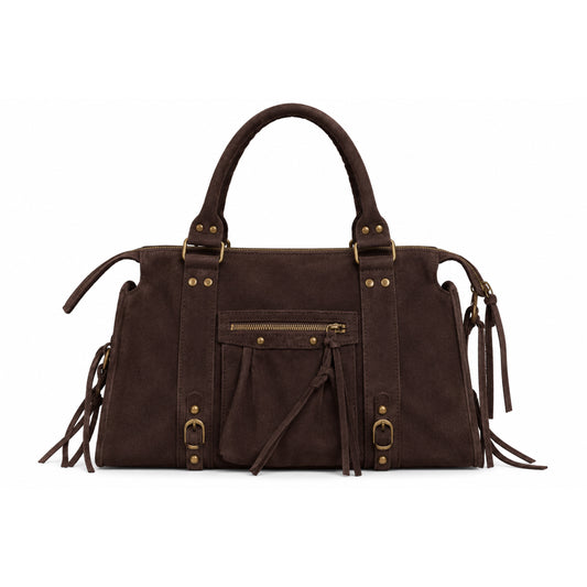 Sac City L - Marron chocolat en daim